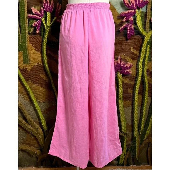 Anthropologie Smocked Linen Pants M - Picture 4 of 12